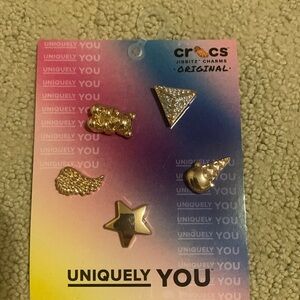 JIBBITZ CHARMS UNIQUELY YOU GOLD ICONS 5 pack new